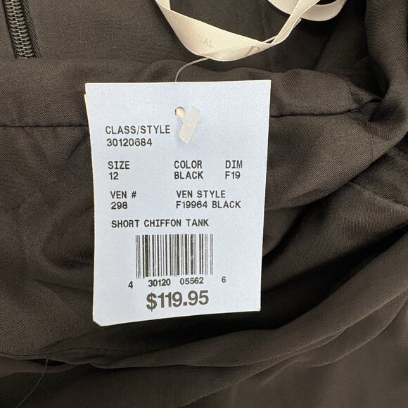 David’s Bridal Short Chiffon Tank Dress Faux Wrap Sash Cocktail Black Womens 12 - Picture 7 of 9